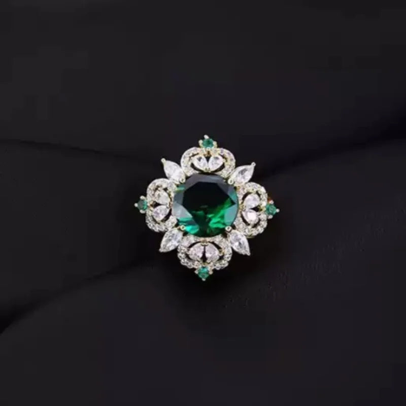 Fashion Green Crystal Brooch Small Lapel Pin Suit Cardigan Corsage Neckline Fashion Jewelry Accessories Gift