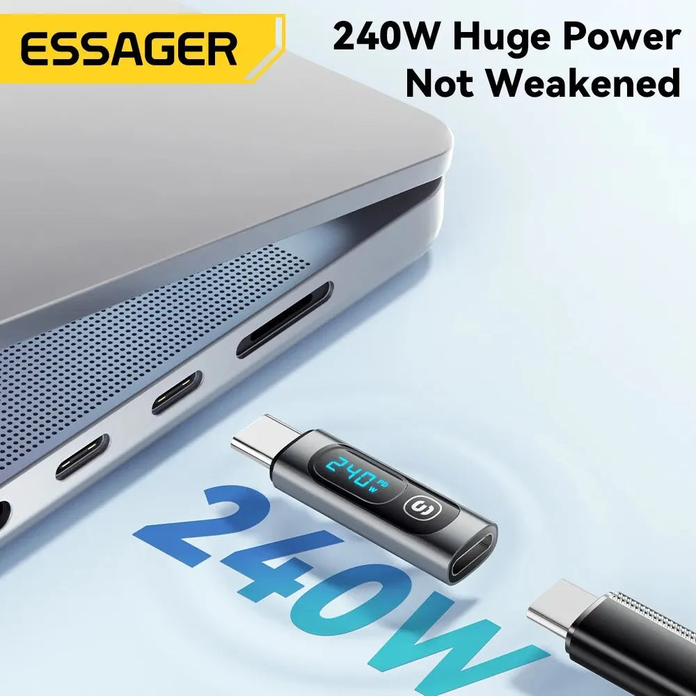 Essager USB 2.0 OTG Adapter 240W Fast Charging USB C To Type C Display Adapter OTG Connector For Samsung Xiaomi Huawei Lenovo
