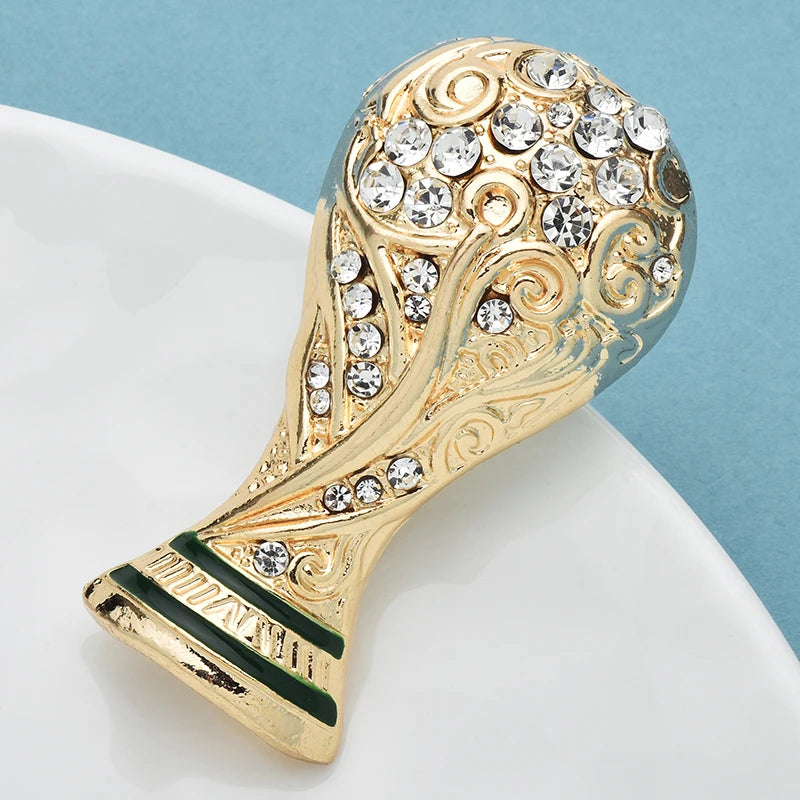 Wuli&baby Football Trophy Brooches For Women Unisex Rhinestone Enamel Cup Party Casual Brooch Pins Gifts
