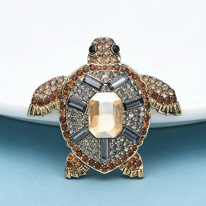 Wuli&baby Vintage Swim Turtle Brooches For Women Unisex Metal Rhinestone Water Animal Party Casual Brooch Pins Gifts