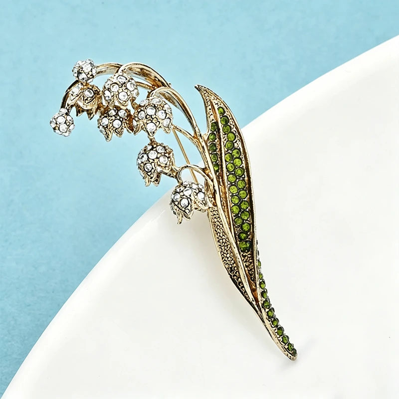 Wuli&baby Vintage Lily Flower Brooches For Women Unisex Rhinestone Flowers Plants Party Office Brooch Pin Gifts