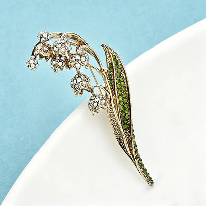 Wuli&baby Vintage Lily Flower Brooches For Women Unisex Rhinestone Flowers Plants Party Office Brooch Pin Gifts
