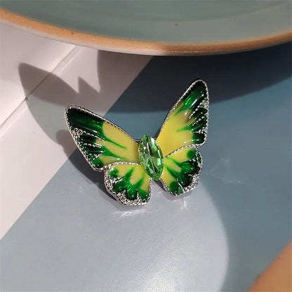 Trendy Enamel Rhinestone Butterfly Brooches For Women Luxury Large Crystal Insect Animal Brooch Pins Casual Office Jewelry Gift