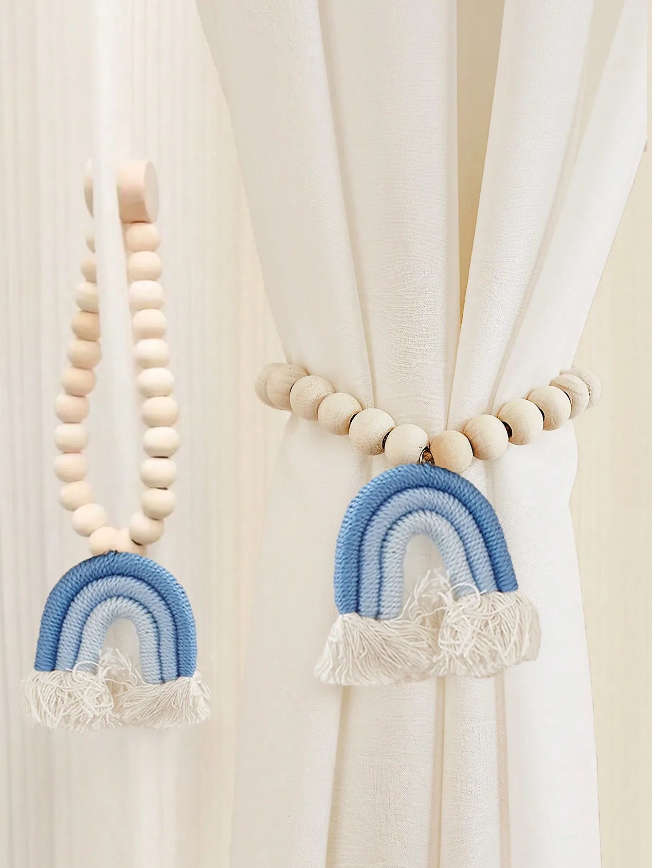 Magnetic Rainbow Curtains Magnetic Clasp Wooden Bead Backing Curtain Decoration Applicable Curtains Bedroom Kitchen Curtains