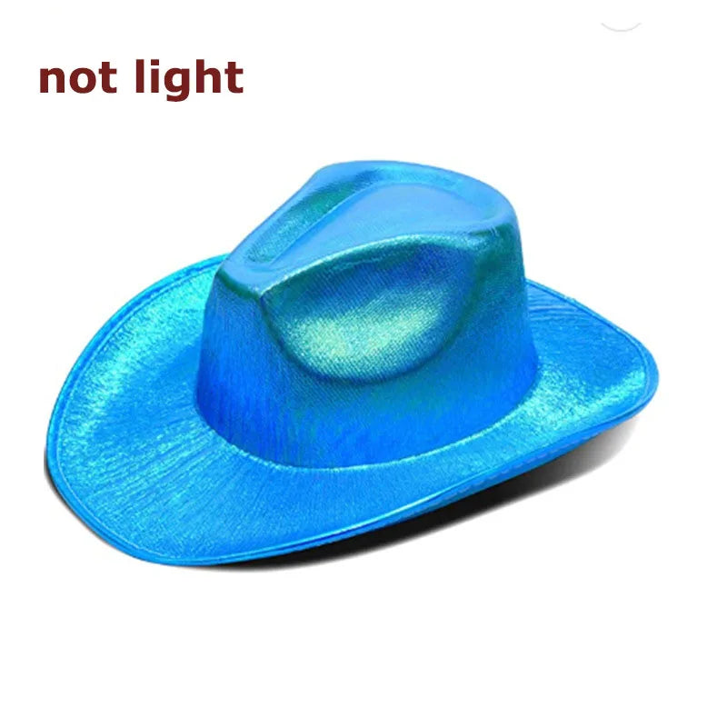 LED Glowing Cowgirl boy Hat Neon Luminous Bride Hat For Holiday Light Up Supplies Fluorescent Party Props Bachelorette Party Hat