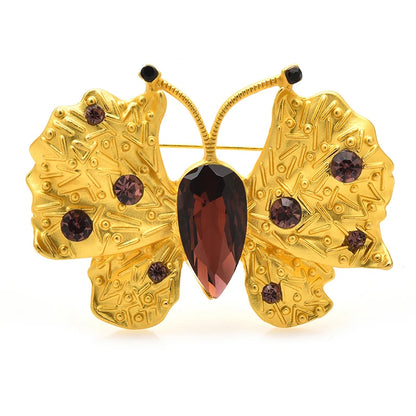 Wuli&baby Crystal Golden Butterfly Brooches For Women Unisex Charming Classic Insects Office Party Brooch Pins Gifts