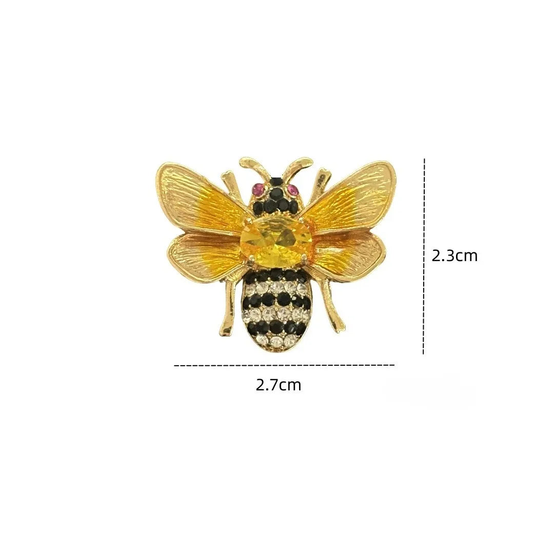 Luxury Rhinestone Little Bee Brooch Yellow Cubic Zirconia Insect Lapel Pin For Women Unisex Party BFF Fashion Jewelry Gift