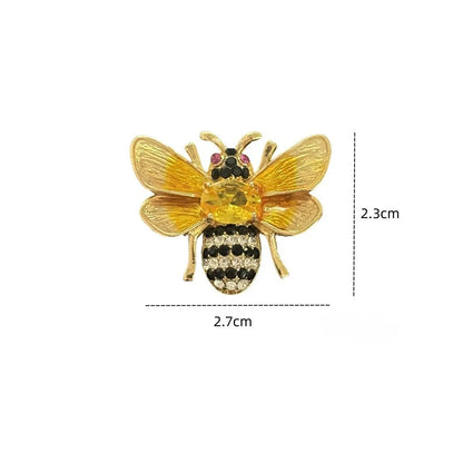 Luxury Rhinestone Little Bee Brooch Yellow Cubic Zirconia Insect Lapel Pin For Women Unisex Party BFF Fashion Jewelry Gift