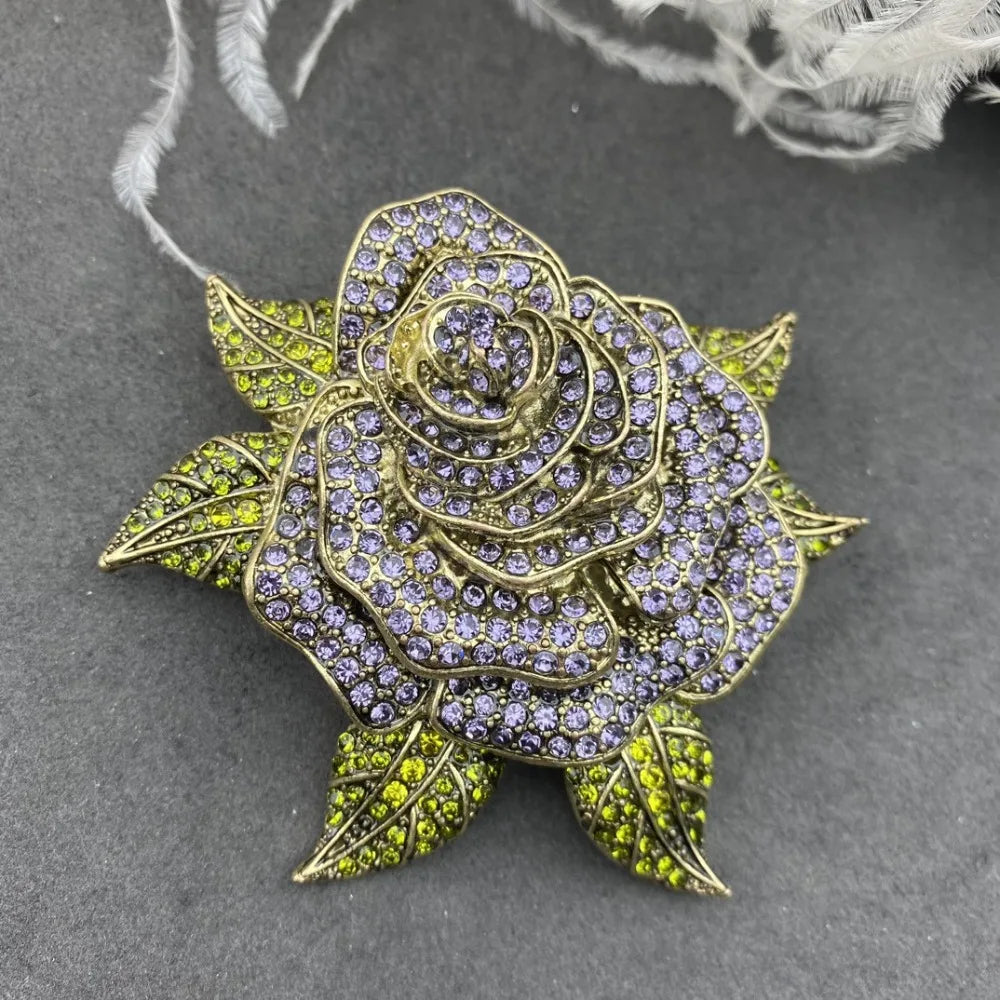 Baroque Luxury Beautiful Roses Sunflower Design Men's Women's Brooch Pins，Jewelry Accessories, Wedding Holiday Party Favors