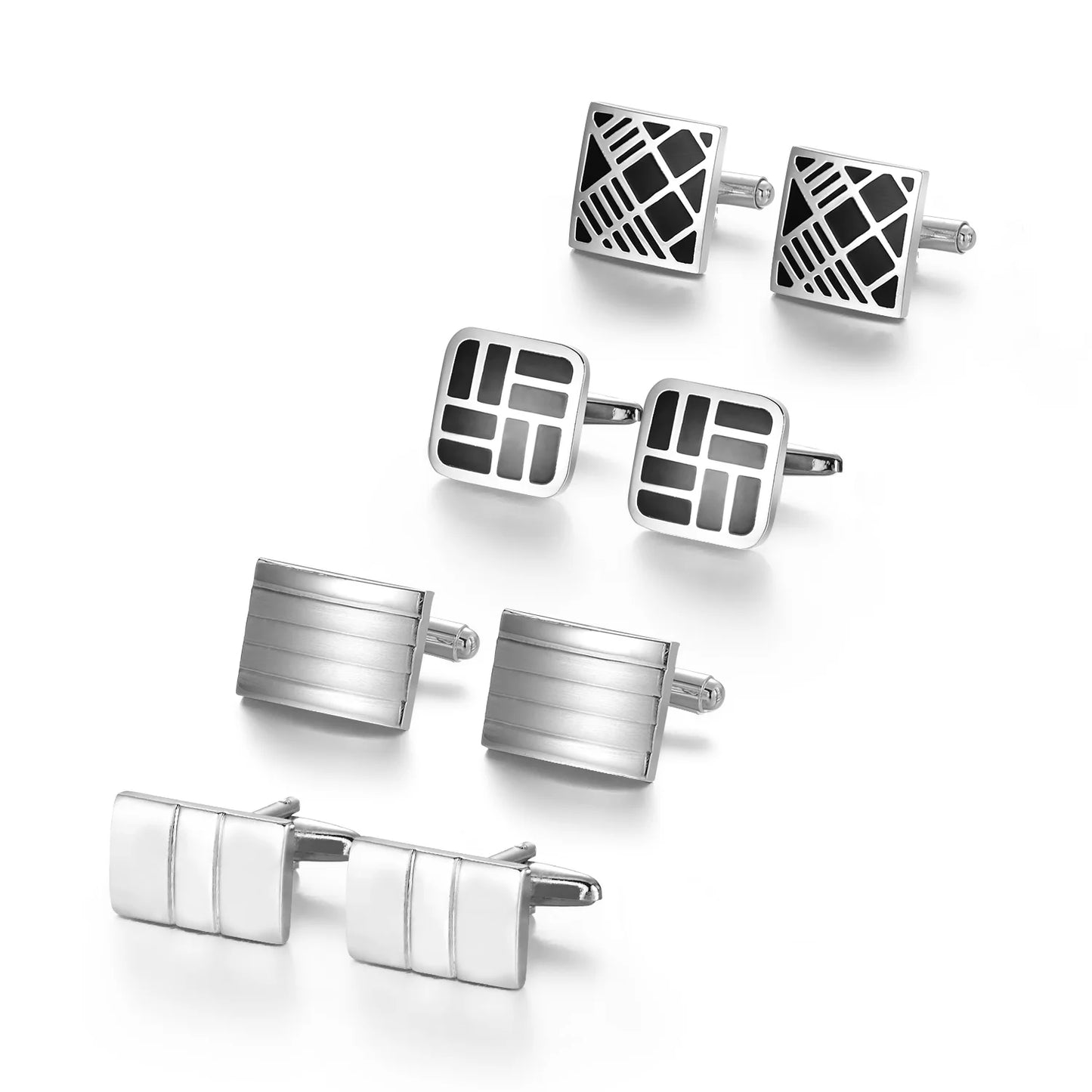 4 Pair Cufflinks For Mens With Gift Box Man Shirt Cufflinks Wedding Guests Gifts Men Gift For Husband Business Tie Clip T0204022