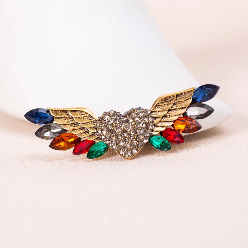 Sparkling Crystal Love Angel Wings Brooch Women's Luxury Dress Wedding Decorations Souvenir Gifts
