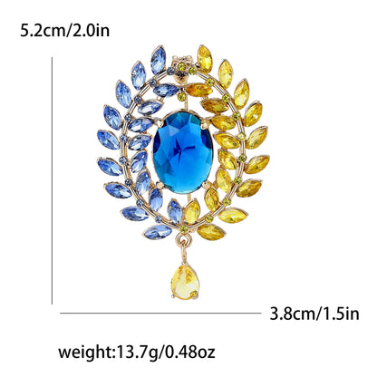 Beaut&Berry Ear of Wheat Brooches for Women Rhinestone Blue and Yellow Plant Pins 5-Color Unisex Casual Accessories Gifts
