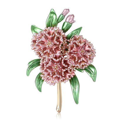 Beaut&Berry Luxury Elegant Enamel Hydrangea Brooches for Women Plant Pins Friends Party Gifts Banquet Jewellery Accessories
