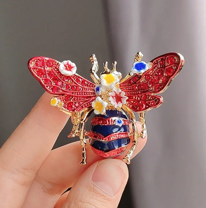 Cross border European and American retro hand-painted enamel honey brooch, female niche, high-end feel brooch DIY drip oil