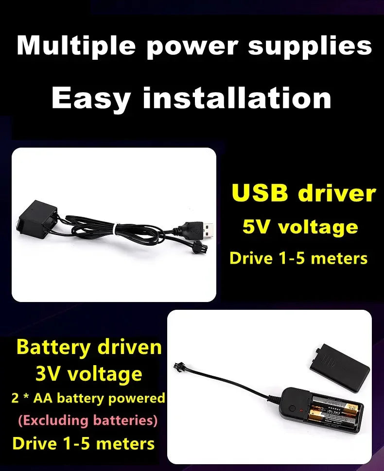 4 Control Modes 5M 4M Multicolor Led Light String Flexible Neon Light Wire Dance Party Atmosphere Decor USB Battery Box Driver