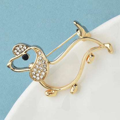 Wuli&baby Lovely Dog Brooches For Women Unisex Alloy Rhinestone Cute Puppy Animal Party Office Brooch Pins Gifts