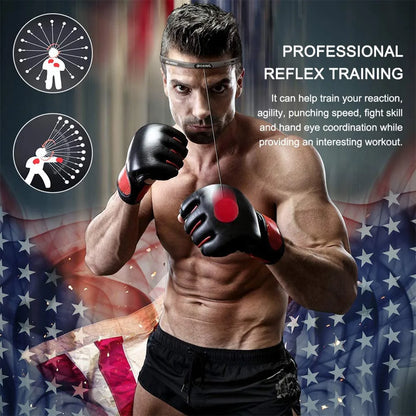 Boxing Reflex Speed Punch Ball Boxing Rubber Balls for Agility Reaction Training with Sweatband Fitness Equipments Accessories