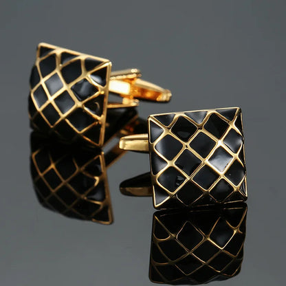 Cufflinks Man Luxury French Cufflinks Button Laser Enamel Gold Silvery Cuffs Retro Metal Buckles For Mens Shirts Tuxedo Studs