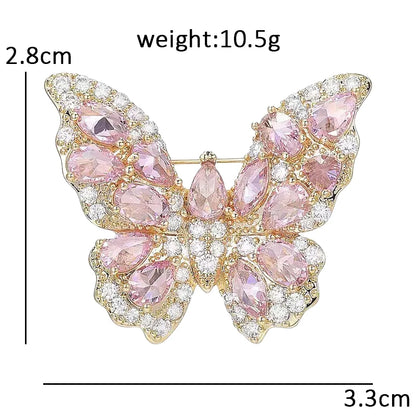 Wuli&baby Lovely Butterfly Brooches Pins Crystal Insects Summer Brooch Pin For Women Lady Fashion Jewelry Gifts