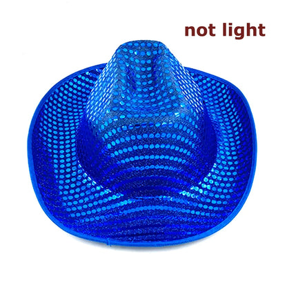 LED Glowing Cowgirl boy Hat Neon Luminous Bride Hat For Holiday Light Up Supplies Fluorescent Party Props Bachelorette Party Hat