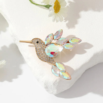 New Shiny Rhinestone Crystal Parrot Dove Bird Brooch Vintage Animal Badge Lapel Pin Suit Coat Dress Party Jewelry Gifts