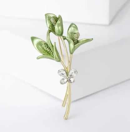 Resin Tulip Brooch for Women Unisex Rhinestone Flower Pin Pearl Plant Lapel Pin Banquet Party Backpack Gifts Jewelry Accessories