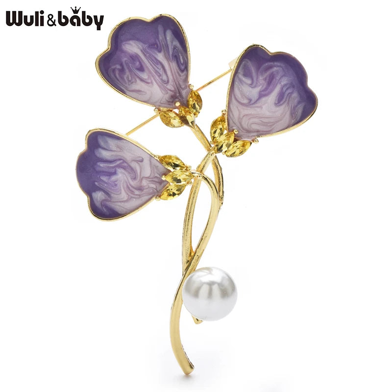 Wuli&baby Enamel Clover Flower Brooches For Women Unisex multiple colors Enamel Ginkgo Leaf Party Casual Brooch Pins Gifts G