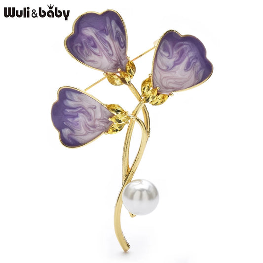 Wuli&baby Enamel Clover Flower Brooches For Women Unisex multiple colors Enamel Ginkgo Leaf Party Casual Brooch Pins Gifts G