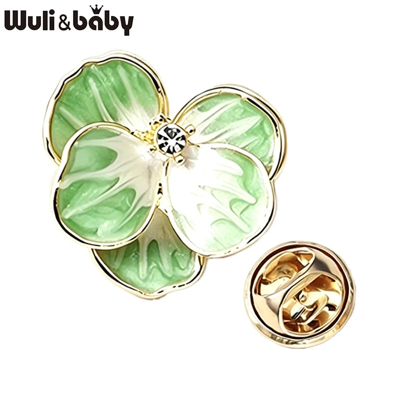 Wuli&baby Little Pansy Flower Collar Pins For Women Lady 3-color Enamel Fresh Plants Party Casual Brooch Pin Fashion Gifts