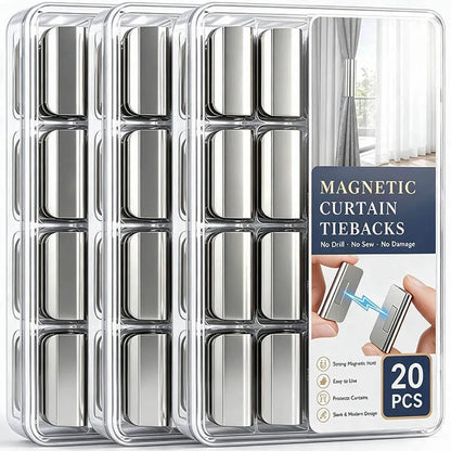 4PCS Strong Magnetic Curtain Clips Nail-Free Blackout Clip Keep Curtain Closed Prevent Light Leaking for Home Bedroom Office