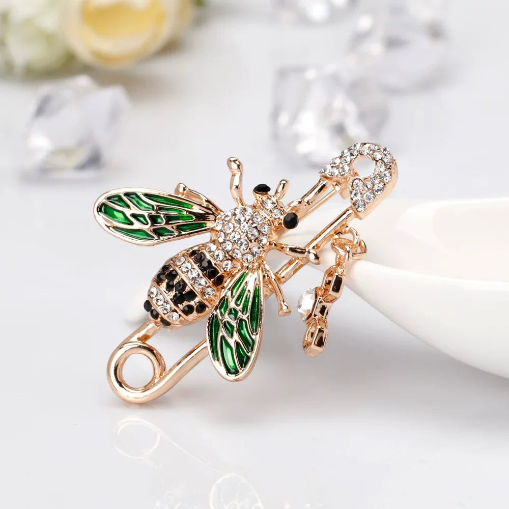 Vintage Bee Insect Lapel Pins Enamel Crystal Rhinestone Insect Brooch For Women Men Jewelry Wholesale