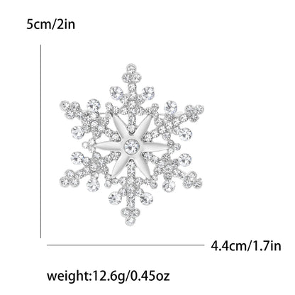Christmas Rhinestone Snowflake Brooch for Women Unisex Pearl Ice Crystal Pin Event Party Backpack Decoration Clothes Accessories