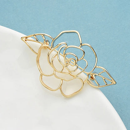Wuli&baby Lovely Rose-flower Brooches For Women Unisex 2-color Easy-match Plants Flowers Party Casual Brooch Pins Gifts