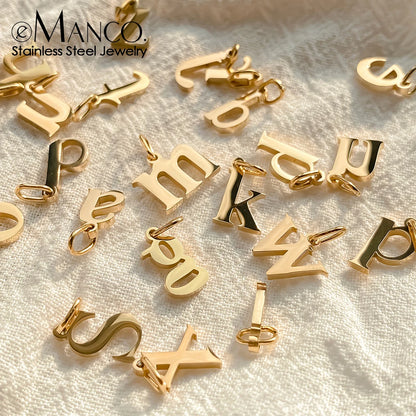 eManco Stainless Steel Cut 26 Letters Charm DIY Women's Necklace Bracelet Jewelry Making Factory Direct Sales