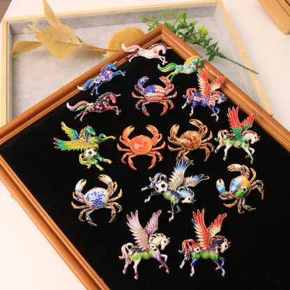 Baroque-style Luxury Enamel Alloy Crab-Design Brooch for Men and Women, Jewelry and Fashion Accessories