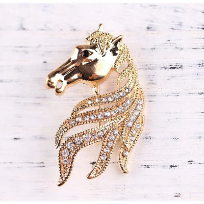women men horse head brooch suit shawl exquisite accessories pins jewelry