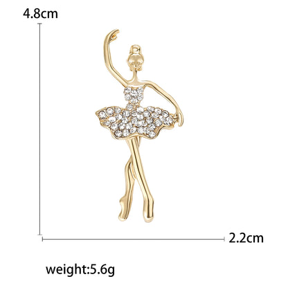 Rhinestone Ballerina Brooches for Women Acrylic Elf Pins Pearl Girls Accessories Office Party Friend Gifts
