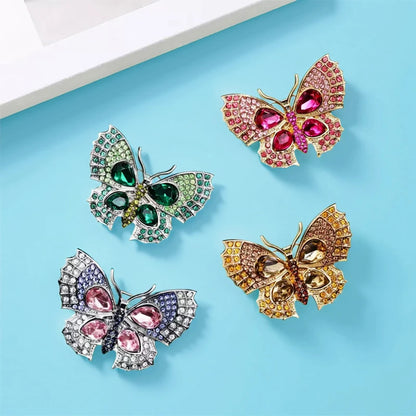 Wuli&baby Lovely Shining Butterfly Brooches 4-color Alloy Rhinestone Insects Brooch For Women's Office Party Clothes Pins Gifts