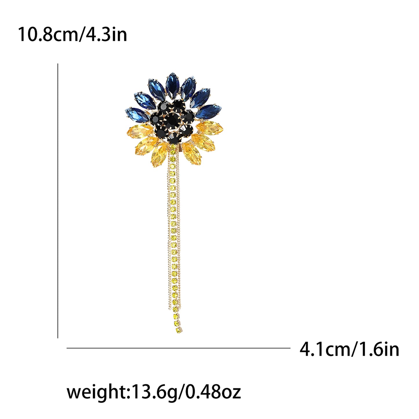 Beaut&Berry Ear of Wheat Brooches for Women Rhinestone Blue and Yellow Plant Pins 5-Color Unisex Casual Accessories Gifts