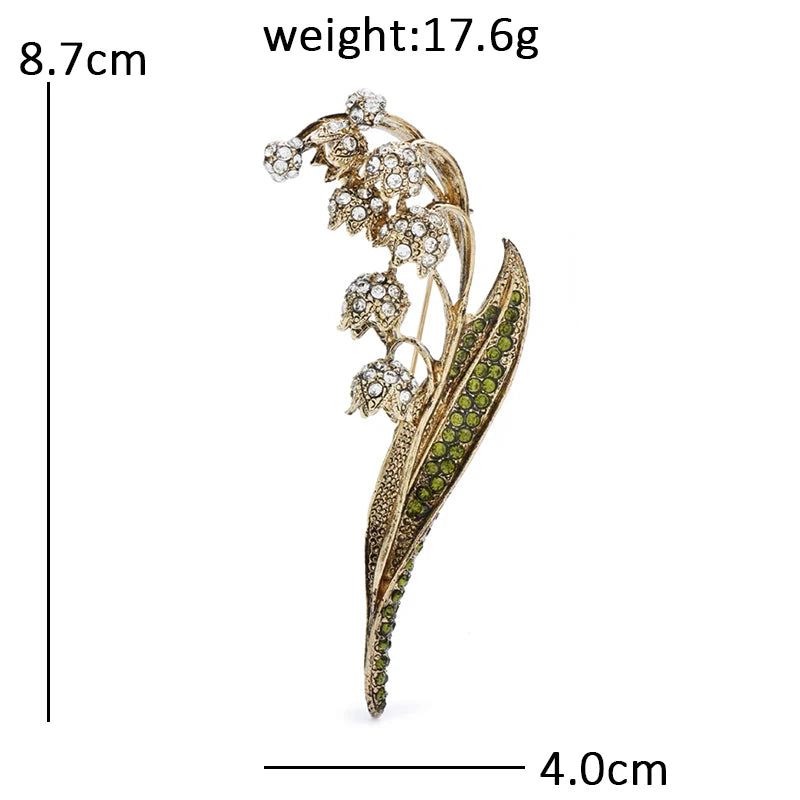 Wuli&baby Vintage Lily Flower Brooches For Women Unisex Rhinestone Flowers Plants Party Office Brooch Pin Gifts