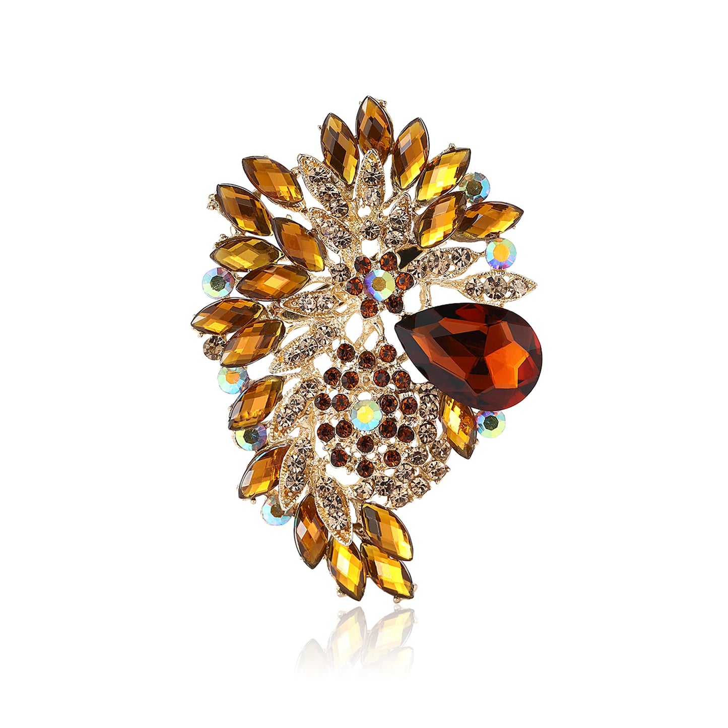 Beaut&Berry Luxury Large Crystal Glass Brooches for Women Rhinestone Pins Friends Party Gifts Banquet Jewellery Accessories