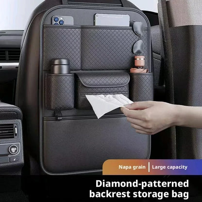 Multi-functional Car Seat Back Organizer High-Capacity Multi-Pocket Backseat Storage Bag Wear-Resistant Anti Kick Mat