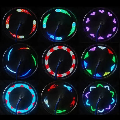 Bicycle Spoke Light 14led 2 Mode Multi Pattern Wind And Fire Wheel Double-Sided Induction True Color 30 Pattern Steel Wire Light