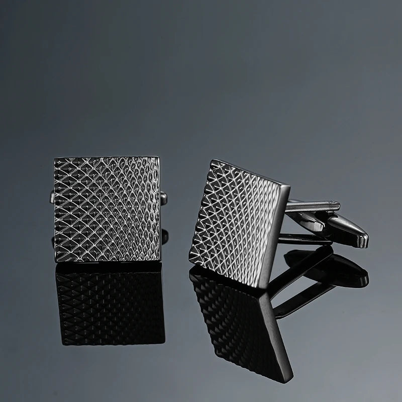 High end men's French shirt cufflinks Classic Square laser lattice wire drawing cuffs buttons business suit accessories jewelry