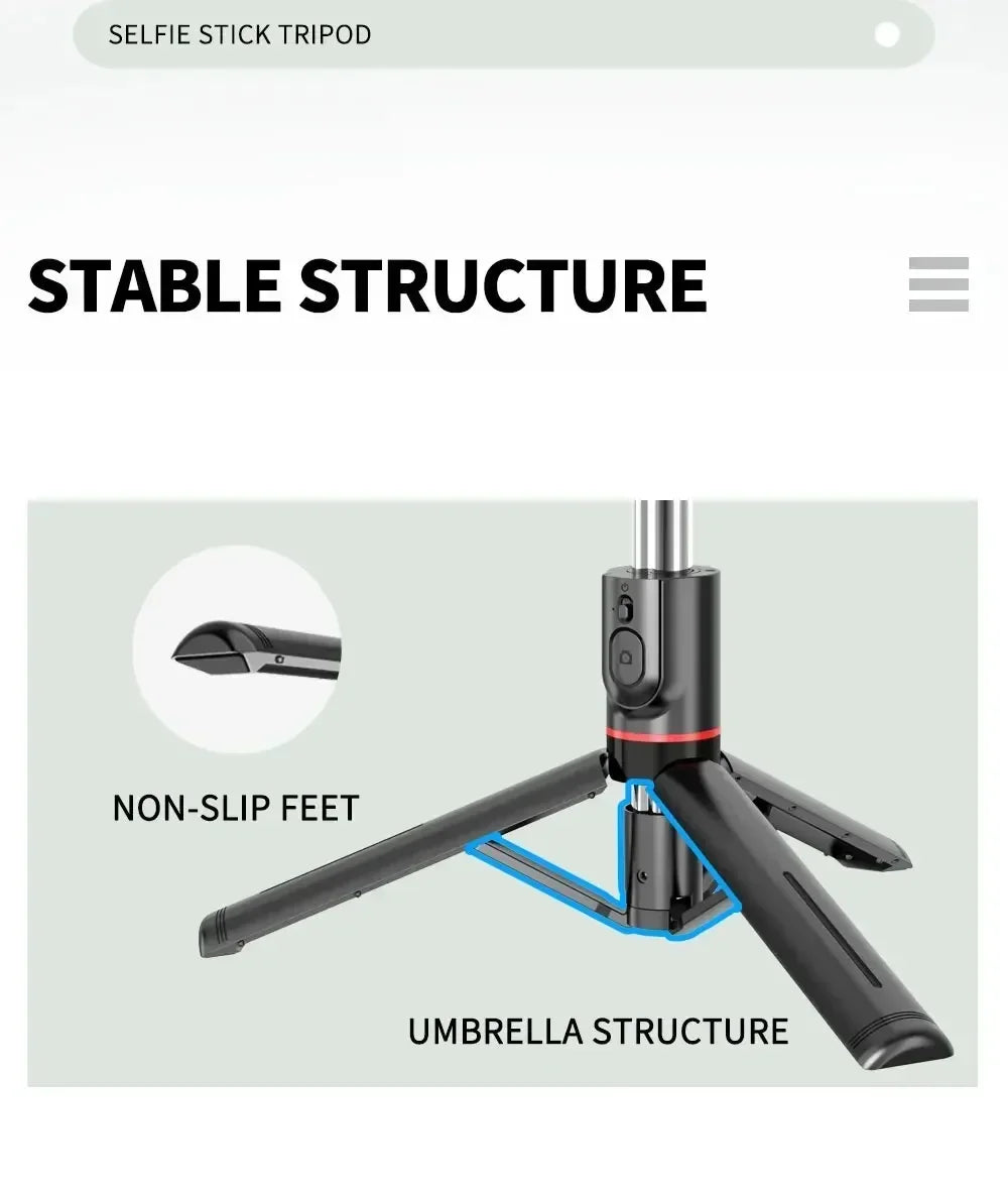 Wireless Selfie Stick for Smartphone 44 Inch Tripod with Bluetooth Remote Foldable Stand for Vlog Shooting Record