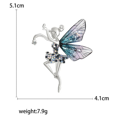 Rhinestone Ballerina Brooches for Women Acrylic Elf Pins Pearl Girls Accessories Office Party Friend Gifts