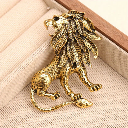 Baroque-style Luxury Vintage Heavy-Duty Lion Animal Design Brooches for Men and Women, Jewelry and Fashion Accessories