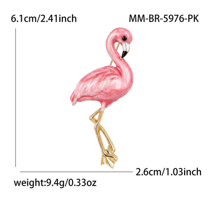 Beaut&Berry Luxury Enamel Flamingo Brooches for Women Unisex Birds Animal Pins Casual Party Jewelry Accessories Gifts Decoration