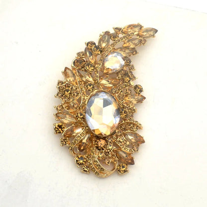 SKEDS Exaggerated Luxury Full Crystal Waterdrop Flower Brooch Pin For Women Men Shining Boutique Decoration Party Wedding Badges