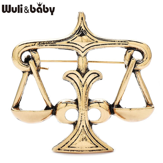 Wuli&baby Vintage Metal Scale Brooches For Women Unisex 2-color Libra Party Casual Clothes Backpack Brooch Pins Gifts